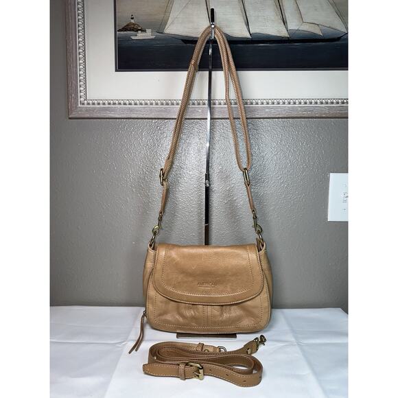 American Leather Co Marino Crossbody Bag With Two Straps In Vachetta Camel EUC - Picture 14 of 14